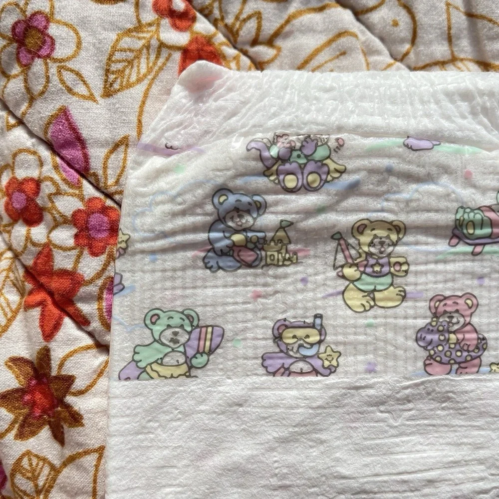 Vintage Huggies Size 3 Ultratrim 1993 USA Diapers Beach Teddy Bear Plastic Print